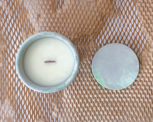 Coconut - Scented Soy Wax Candle. Wooden Cracking Wick. Cement Candle. Unique Concrete Candle