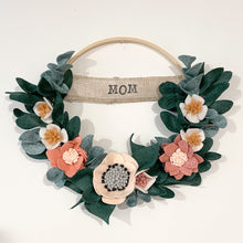 Load image into Gallery viewer, Felt Wreath. Felt Flowers Wreath. Spring Wreath. Mother’s Day gift. Greenery Wreath.