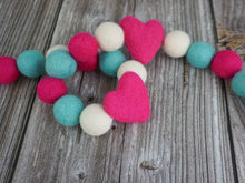 Load image into Gallery viewer, Heart Garland. Valentines Day Decor. Pom Pom Garland. Valentine Garland. Felt Garland. Valentine Banner.