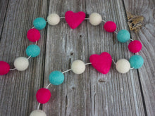 Load image into Gallery viewer, Heart Garland. Valentines Day Decor. Pom Pom Garland. Valentine Garland. Felt Garland. Valentine Banner.