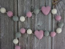 Load image into Gallery viewer, Heart Garland. Valentines Day Decor. Pom Pom Garland. Valentine Garland. Felt Garland. Valentine Banner.