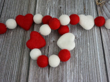 Load image into Gallery viewer, Heart Garland. Valentines Day Decor. Pom Pom Garland. Valentine Garland. Felt Garland. Valentine Banner.