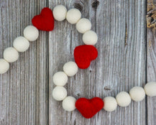 Load image into Gallery viewer, Heart Garland. Valentines Day Decor. Pom Pom Garland. Valentine Garland. Felt Garland. Valentine Banner.