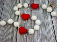 Load image into Gallery viewer, Heart Garland. Valentines Day Decor. Pom Pom Garland. Valentine Garland. Felt Garland. Valentine Banner.
