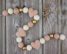 Load image into Gallery viewer, Heart Garland. Valentines Day Decor. Pom Pom Garland. Valentine Garland. Felt Garland. Valentine Banner.