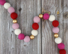 Load image into Gallery viewer, Valentines Day Decor. Pom Pom Garland. Valentine Garland. Felt Garland. Valentine Banner.