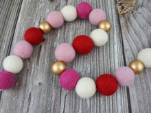 Load image into Gallery viewer, Valentines Day Decor. Pom Pom Garland. Valentine Garland. Felt Garland. Valentine Banner.