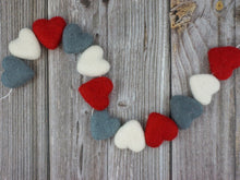 Load image into Gallery viewer, Heart Garland. Valentines Day Decor. Pom Pom Garland. Valentine Garland. Felt Garland. Valentine Banner.