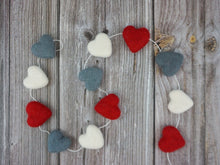Load image into Gallery viewer, Heart Garland. Valentines Day Decor. Pom Pom Garland. Valentine Garland. Felt Garland. Valentine Banner.