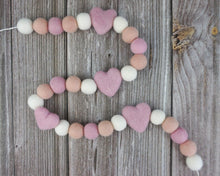 Load image into Gallery viewer, Heart Garland. Valentines Day Decor. Pom Pom Garland. Valentine Garland. Felt Garland. Valentine Banner.