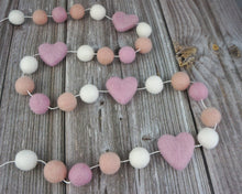 Load image into Gallery viewer, Heart Garland. Valentines Day Decor. Pom Pom Garland. Valentine Garland. Felt Garland. Valentine Banner.