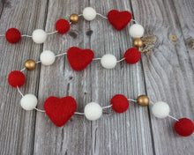 Load image into Gallery viewer, Heart Garland. Valentines Day Decor. Pom Pom Garland. Valentine Garland. Felt Garland. Valentine Banner.
