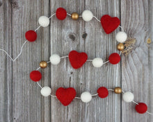 Load image into Gallery viewer, Heart Garland. Valentines Day Decor. Pom Pom Garland. Valentine Garland. Felt Garland. Valentine Banner.
