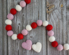 Load image into Gallery viewer, Valentines Day Decor. Pom Pom Garland. Valentine Garland. Felt Garland. Valentine Banner.