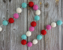 Load image into Gallery viewer, Valentines Day Decor. Pom Pom Garland. Valentine Garland. Felt Garland. Valentine Banner.