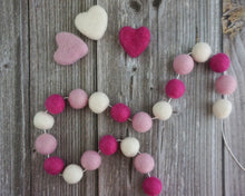 Load image into Gallery viewer, Valentines Day Decor. Pom Pom Garland. Valentine Garland. Felt Garland. Valentine Banner.