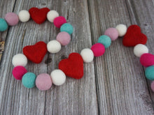 Load image into Gallery viewer, Heart Garland. Valentines Day Decor. Pom Pom Garland. Valentine Garland. Felt Garland. Valentine Banner.