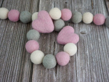 Load image into Gallery viewer, Heart Garland. Valentines Day Decor. Pom Pom Garland. Valentine Garland. Felt Garland. Valentine Banner.