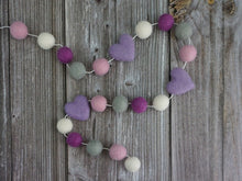Load image into Gallery viewer, Heart Garland. Valentines Day Decor. Pom Pom Garland. Valentine Garland. Felt Garland. Valentine Banner.