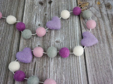 Load image into Gallery viewer, Heart Garland. Valentines Day Decor. Pom Pom Garland. Valentine Garland. Felt Garland. Valentine Banner.