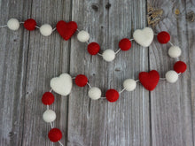 Load image into Gallery viewer, Heart Garland. Valentines Day Decor. Pom Pom Garland. Valentine Garland. Felt Garland. Valentine Banner.