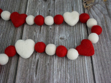 Load image into Gallery viewer, Heart Garland. Valentines Day Decor. Pom Pom Garland. Valentine Garland. Felt Garland. Valentine Banner.