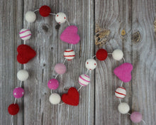 Load image into Gallery viewer, Heart Garland. Valentines Day Decor. Pom Pom Garland. Valentine Garland. Felt Garland. Valentine Banner.