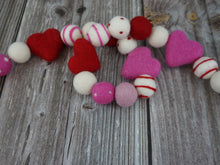 Load image into Gallery viewer, Heart Garland. Valentines Day Decor. Pom Pom Garland. Valentine Garland. Felt Garland. Valentine Banner.