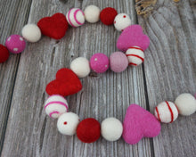 Load image into Gallery viewer, Heart Garland. Valentines Day Decor. Pom Pom Garland. Valentine Garland. Felt Garland. Valentine Banner.