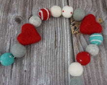 Load image into Gallery viewer, Heart Garland. Valentines Day Decor. Pom Pom Garland. Valentine Garland. Felt Garland. Valentine Banner.