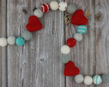 Load image into Gallery viewer, Heart Garland. Valentines Day Decor. Pom Pom Garland. Valentine Garland. Felt Garland. Valentine Banner.