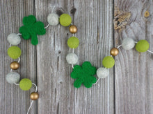 Load image into Gallery viewer, St Patrick Garland, Shamrock Garland. Spring Garland. Pom Poms Garland. Felt Balls Garland. Felt Pompom Garland