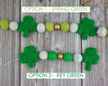 Load image into Gallery viewer, St Patrick Garland, Shamrock Garland. Spring Garland. Pom Poms Garland. Felt Balls Garland. Felt Pompom Garland