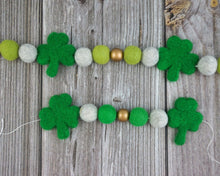 Load image into Gallery viewer, St Patrick Garland, Shamrock Garland. Spring Garland. Pom Poms Garland. Felt Balls Garland. Felt Pompom Garland