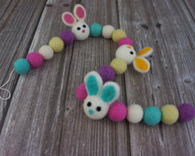 Load image into Gallery viewer, Easter Garland. Spring Garland. Bunny Garland. Pom Poms Garland. Felt Balls Garland. Felt Pompom Garland