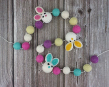 Load image into Gallery viewer, Easter Garland. Spring Garland. Bunny Garland. Pom Poms Garland. Felt Balls Garland. Felt Pompom Garland