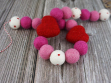 Load image into Gallery viewer, Heart Garland. Valentines Day Decor. Pom Pom Garland. Valentine Garland. Felt Garland. Valentine Banner.