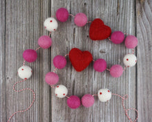 Load image into Gallery viewer, Heart Garland. Valentines Day Decor. Pom Pom Garland. Valentine Garland. Felt Garland. Valentine Banner.
