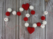 Load image into Gallery viewer, Heart Garland. Valentines Day Decor. Pom Pom Garland. Valentine Garland. Felt Garland. Valentine Banner.