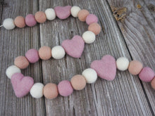 Load image into Gallery viewer, Heart Garland. Valentines Day Decor. Pom Pom Garland. Valentine Garland. Felt Garland. Valentine Banner.