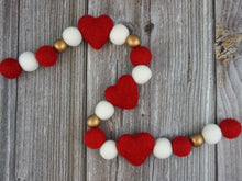 Load image into Gallery viewer, Heart Garland. Valentines Day Decor. Pom Pom Garland. Valentine Garland. Felt Garland. Valentine Banner.