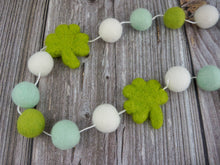 Load image into Gallery viewer, St Patrick Garland, Shamrock Garland. Spring Garland. Pom Poms Garland. Felt Balls Garland. Felt Pompom Garland