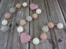 Load image into Gallery viewer, Heart Garland. Valentines Day Decor. Pom Pom Garland. Valentine Garland. Felt Garland. Valentine Banner.