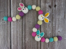 Load image into Gallery viewer, Easter Garland. Spring Garland. Bunny Garland. Pom Poms Garland. Felt Balls Garland. Felt Pompom Garland