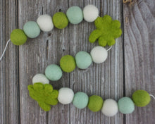 Load image into Gallery viewer, St Patrick Garland, Shamrock Garland. Spring Garland. Pom Poms Garland. Felt Balls Garland. Felt Pompom Garland