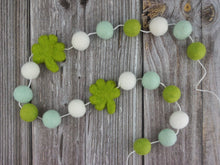 Load image into Gallery viewer, St Patrick Garland, Shamrock Garland. Spring Garland. Pom Poms Garland. Felt Balls Garland. Felt Pompom Garland