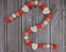 Load image into Gallery viewer, Heart Garland. Valentines Day Decor. Pom Pom Garland. Valentine Garland. Felt Garland. Valentine Banner.