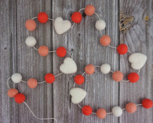 Load image into Gallery viewer, Heart Garland. Valentines Day Decor. Pom Pom Garland. Valentine Garland. Felt Garland. Valentine Banner.