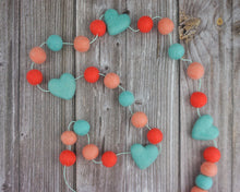Load image into Gallery viewer, Heart Garland. Valentines Day Decor. Pom Pom Garland. Valentine Garland. Felt Garland. Valentine Banner.