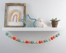 Load image into Gallery viewer, Pom Pom Garland. Felt Ball Garland. Mint and coral.